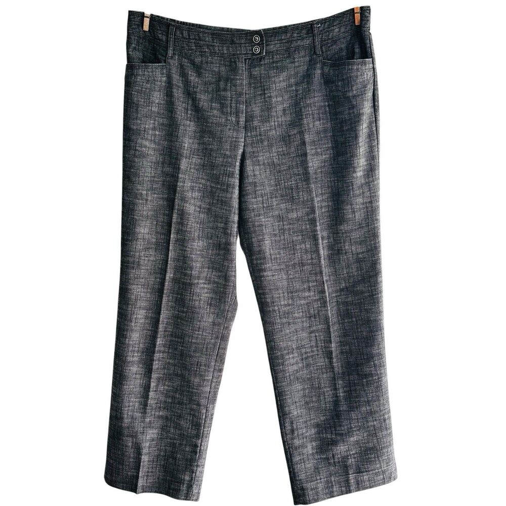 Linen Texture Women's Dressy Trouser Pants Charcoal Gray Size 18W